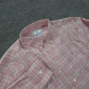 Southern Tide Shirt Mens 2XL Pink Plaid Intercoastal Performance Stretch Prep